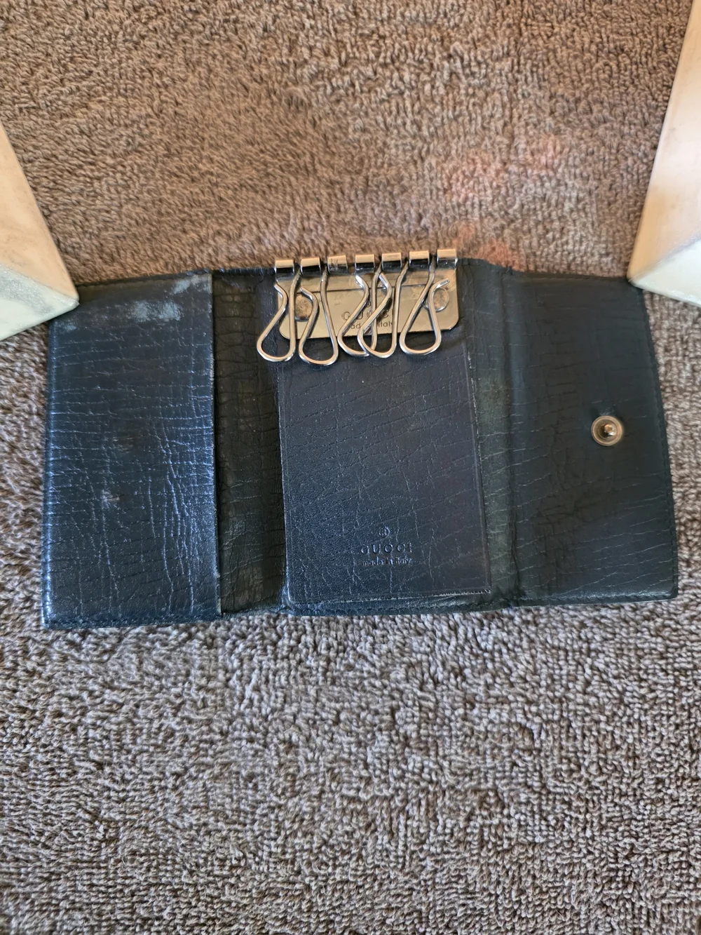 Gucci Brown GG Canvas Wallet Trio with Dark Brown Trim